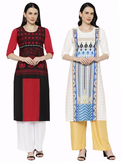 multi colored crepe combos kurta - 17671564 - Standard Image - 1