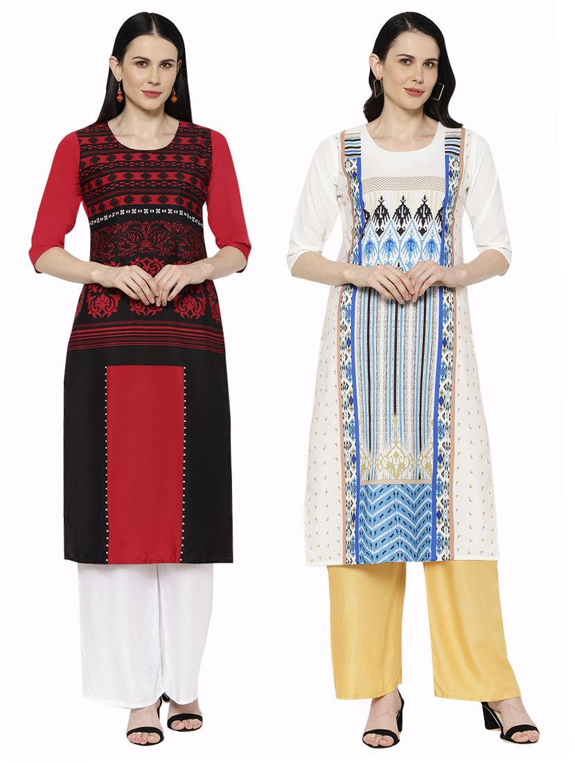 multi colored crepe combos kurta - 17671564 - Zoom Image - 1
