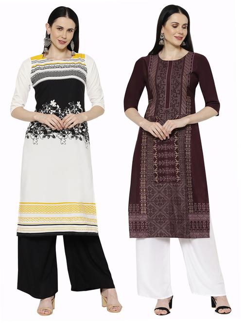 multi colored crepe combos kurta - 17671570 - Standard Image - 1