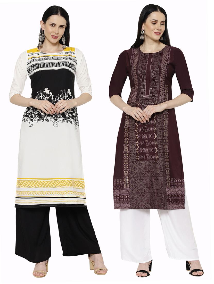 multi colored crepe combos kurta - 17671570 - Zoom Image - 1