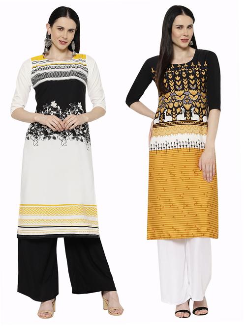 multi colored crepe combos kurta - 17671573 - Standard Image - 1