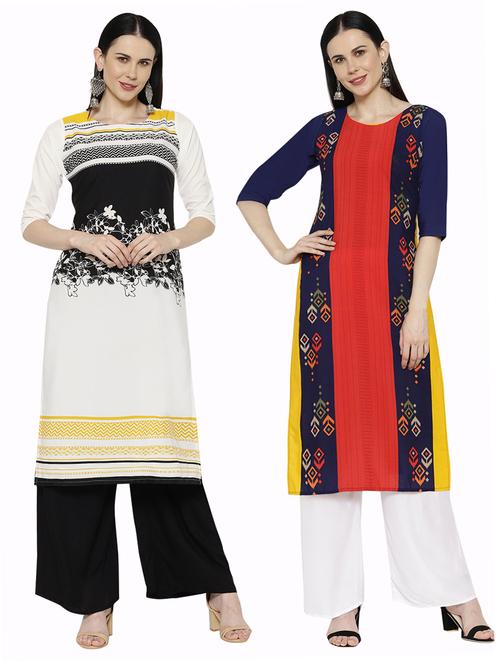 multi colored crepe combos kurta - 17671587 - Standard Image - 1
