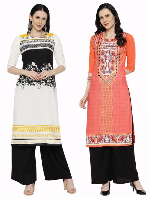 multi colored crepe combos kurta - 17671594 - Standard Image - 1