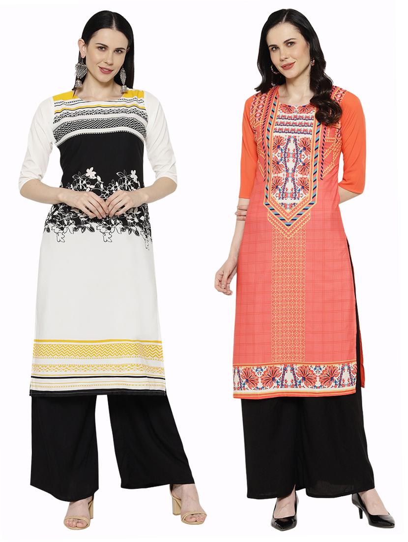 multi colored crepe combos kurta - 17671594 - Zoom Image - 1