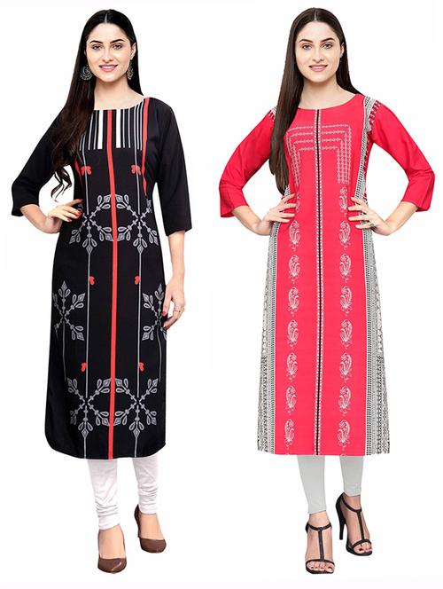 multi colored crepe combos kurta - 17671599 - Standard Image - 1