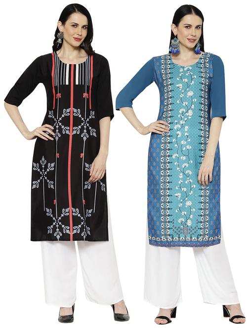 multi colored crepe combos kurta - 17671604 - Standard Image - 1