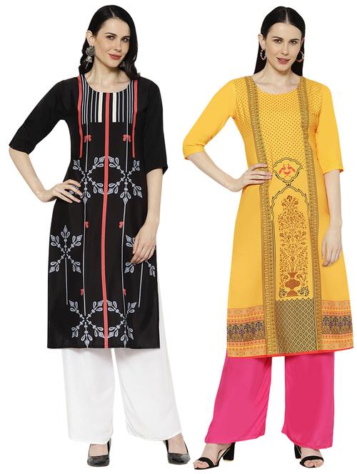 multi colored crepe combos kurta - 17671615 - Standard Image - 1