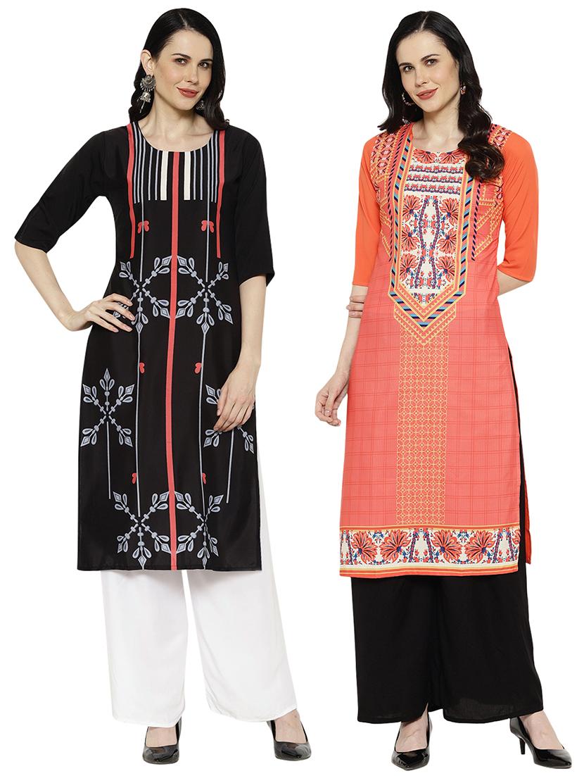 multi colored crepe combos kurta - 17671619 - Zoom Image - 1