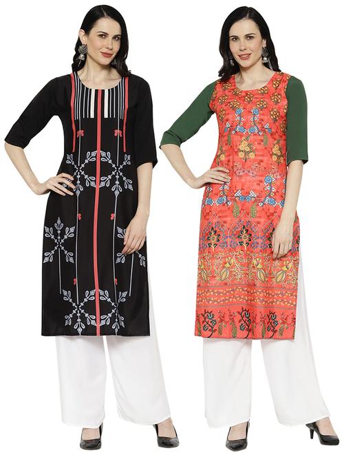 multi colored crepe combos kurta - 17671627 - Standard Image - 1