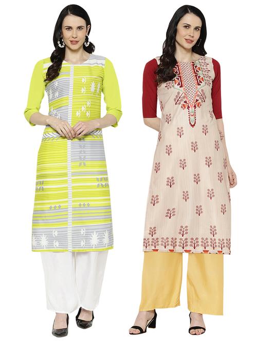 multi colored crepe combos kurta - 17671639 - Standard Image - 1