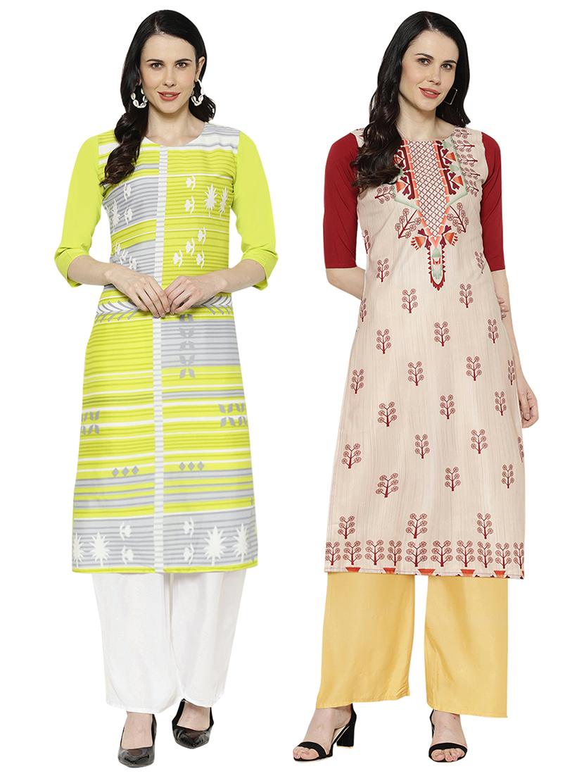 multi colored crepe combos kurta - 17671639 - Zoom Image - 1