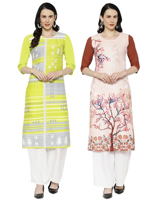 multi colored crepe combos kurta - 17671642 - Standard Image - 1