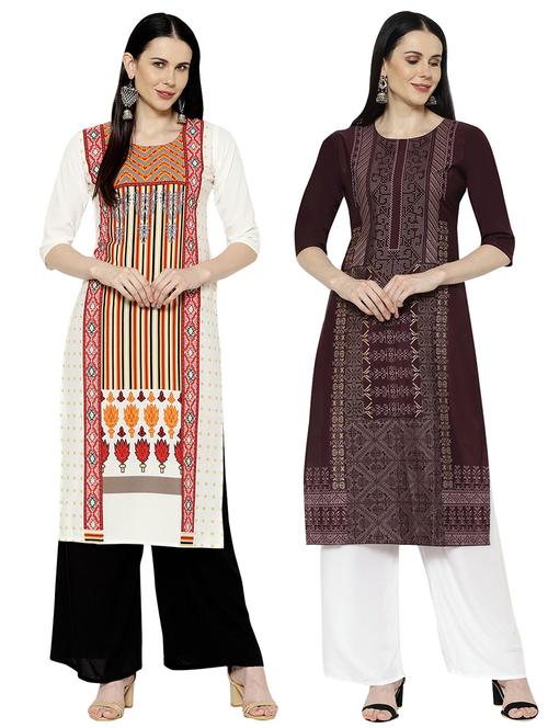 multi colored crepe combos kurta - 17671652 - Standard Image - 1