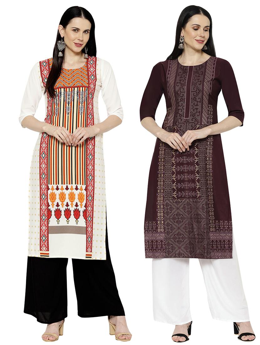 multi colored crepe combos kurta - 17671652 - Zoom Image - 1