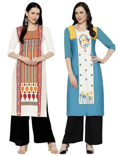 multi colored crepe combos kurta - 17671656 - Standard Image - 1