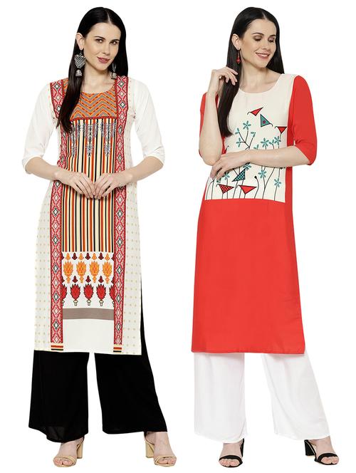 multi colored crepe combos kurta - 17671657 - Standard Image - 1