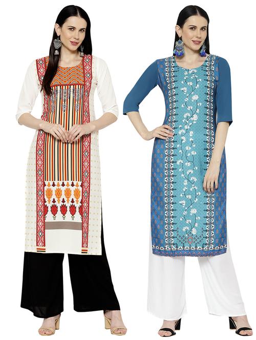 multi colored crepe combos kurta - 17671666 - Standard Image - 1