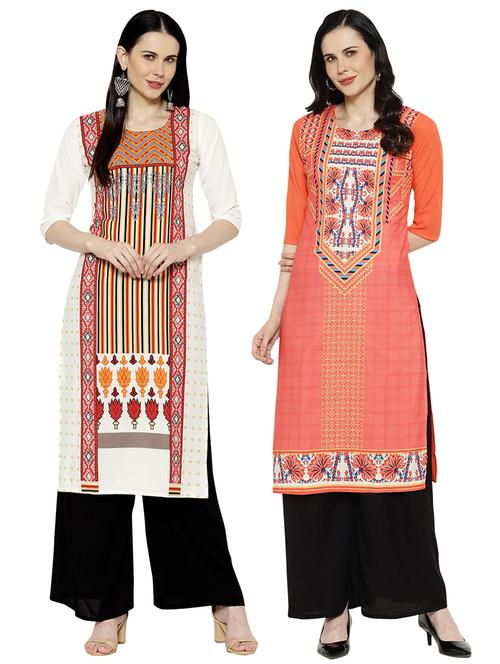 multi colored crepe combos kurta - 17671670 - Standard Image - 1