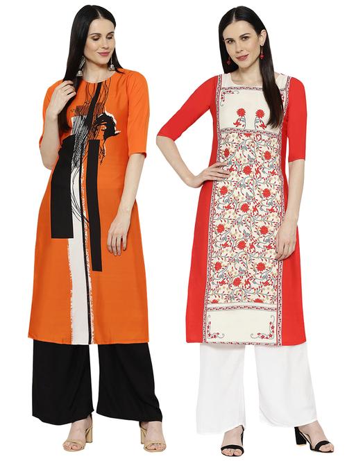 multi colored crepe combos kurta - 17671687 - Standard Image - 1