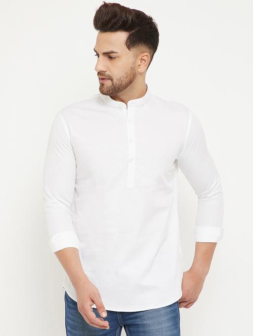 white solid short kurta - 17672101 - Very Small Image - 1