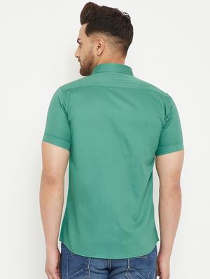 green solid casual shirt - 17672106 - Standard Image - 3