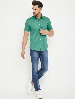 green solid casual shirt - 17672106 - Standard Image - 4