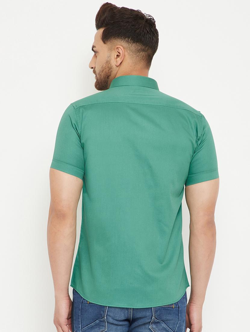 green solid casual shirt - 17672106 - Zoom Image - 3