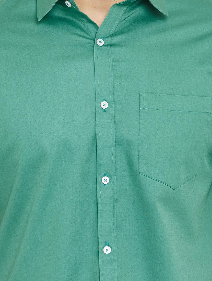 green solid casual shirt - 17672106 - Zoom Image - 5