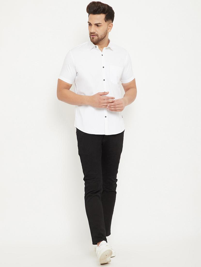 white solid casual shirt - 17672107 - Zoom Image - 4