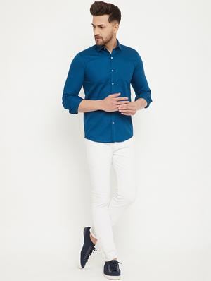 teal solid casual shirt - 17672110 - Standard Image - 4