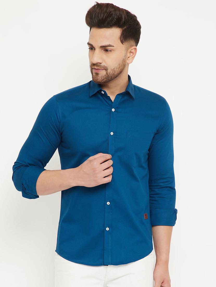 teal solid casual shirt - 17672110 - Zoom Image - 1