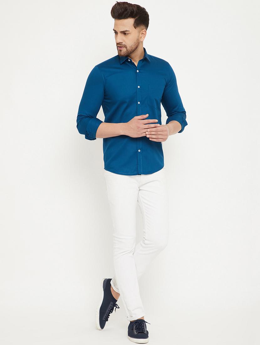 teal solid casual shirt - 17672110 - Zoom Image - 4