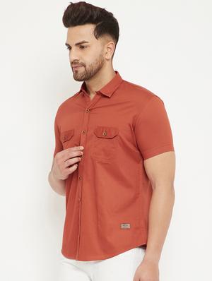 rust solid casual shirt - 17672118 - Standard Image - 2