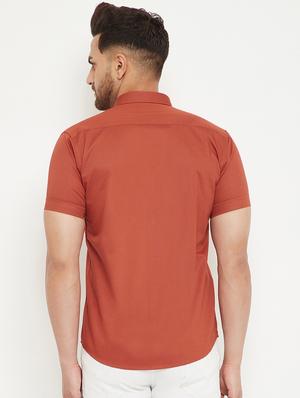 rust solid casual shirt - 17672118 - Standard Image - 3