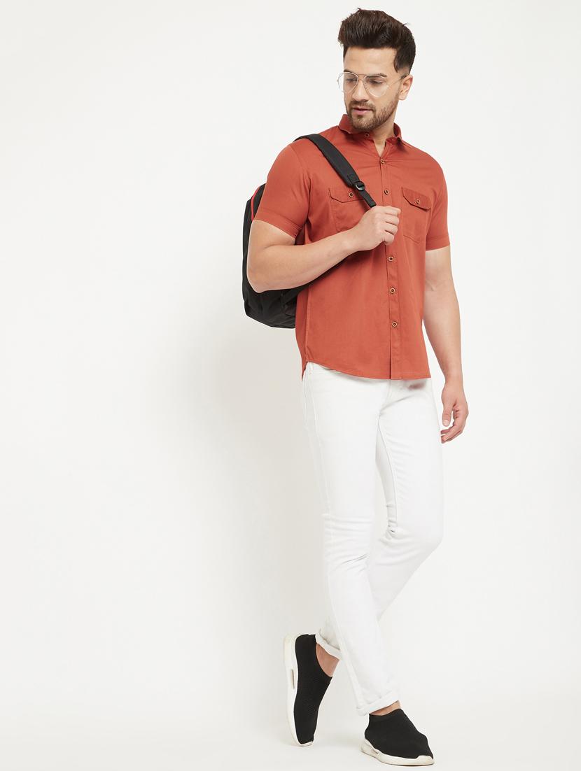 rust solid casual shirt - 17672118 - Zoom Image - 4