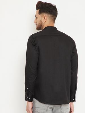 black solid casual shirt - 17672126 - Standard Image - 3