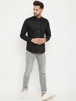 black solid casual shirt - 17672126 - Standard Image - 4