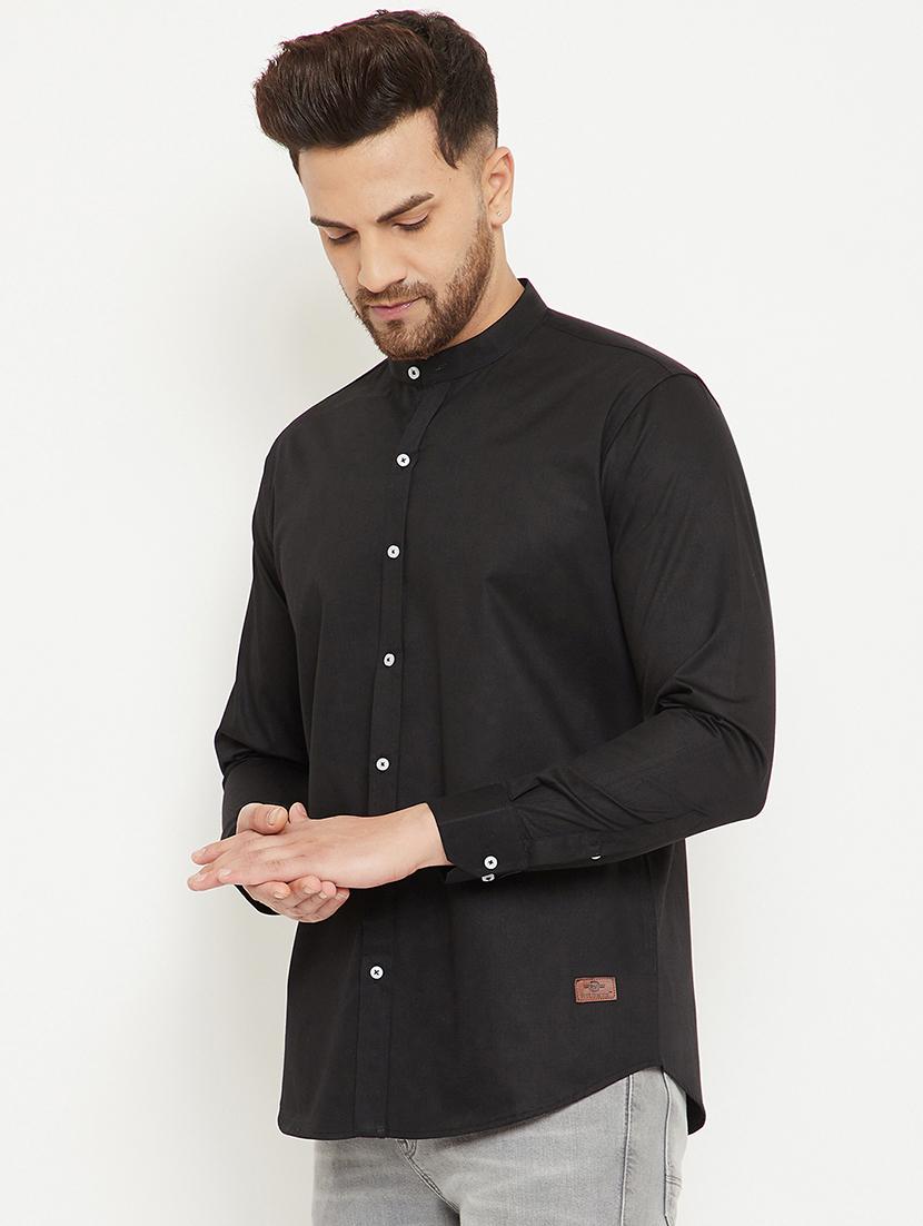 black solid casual shirt - 17672126 - Zoom Image - 2