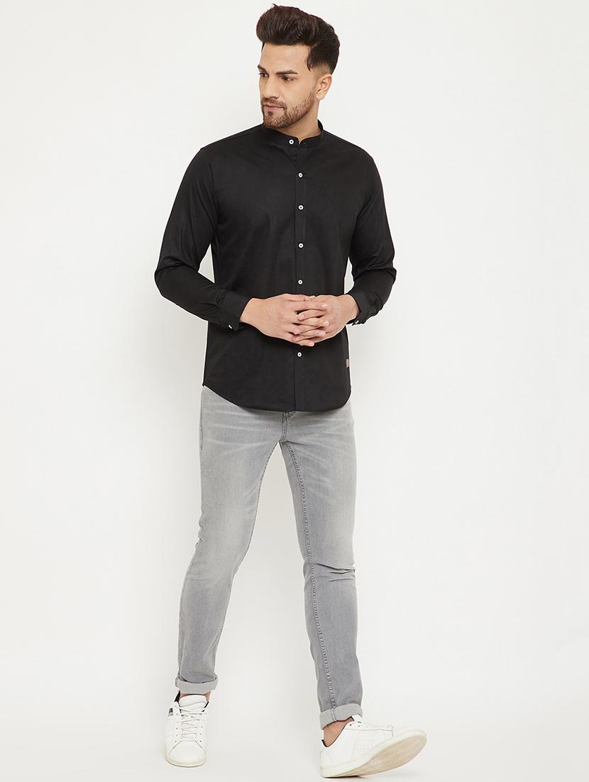 black solid casual shirt - 17672126 - Zoom Image - 4