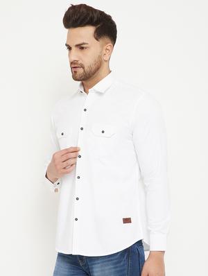 white solid casual shirt - 17672128 - Standard Image - 2