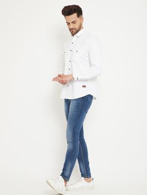 white solid casual shirt - 17672128 - Standard Image - 4