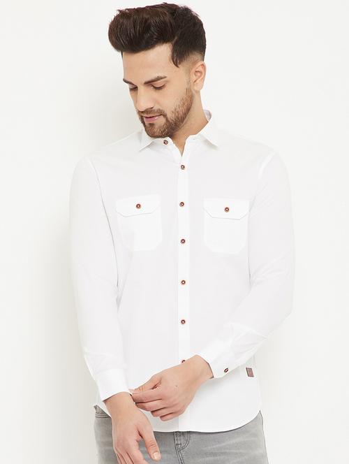 white solid casual shirt - 17672137 - Very Small Image - 1