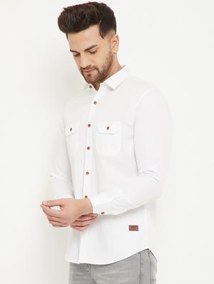 white solid casual shirt - 17672137 - Standard Image - 2