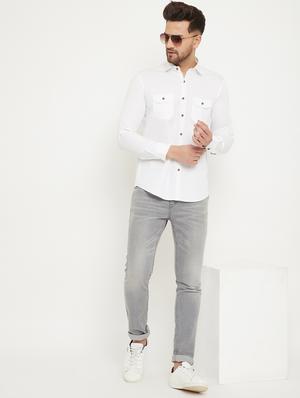 white solid casual shirt - 17672137 - Standard Image - 4