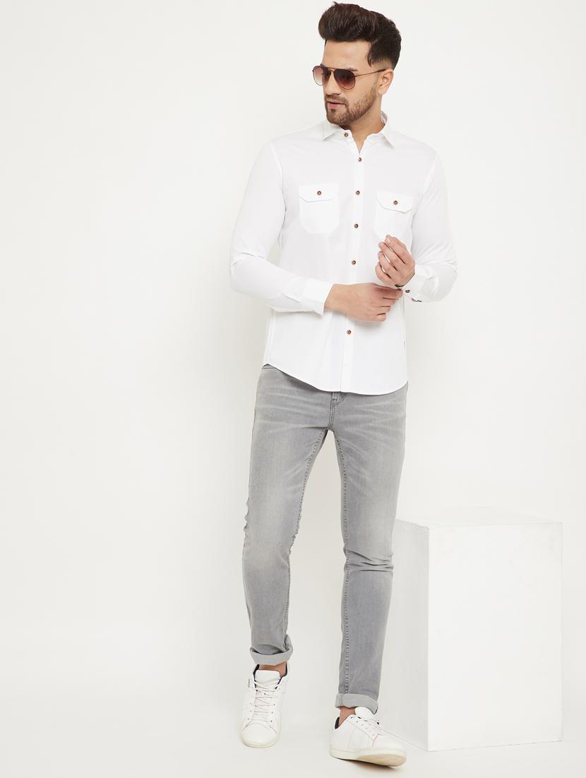white solid casual shirt - 17672137 - Zoom Image - 4