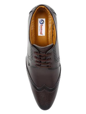 brown leatherette laceup brouges - 17672139 - Standard Image - 4