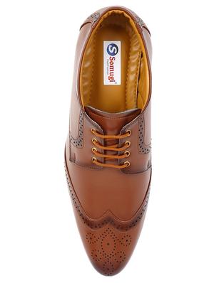 brown leatherette laceup brouges - 17672141 - Standard Image - 4