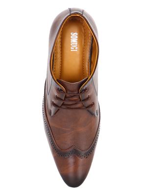 brown leatherette laceup brouges - 17672142 - Standard Image - 4