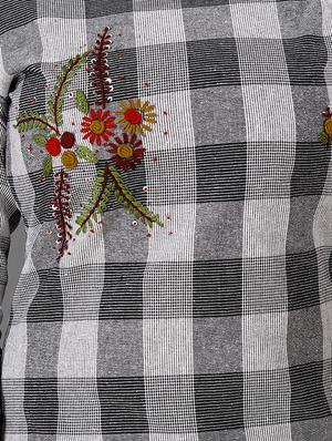 grey cotton straight kurta - 17672324 - Standard Image - 4
