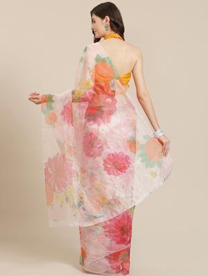 floral printed saree with blouse - 17672346 - Standard Image - 2